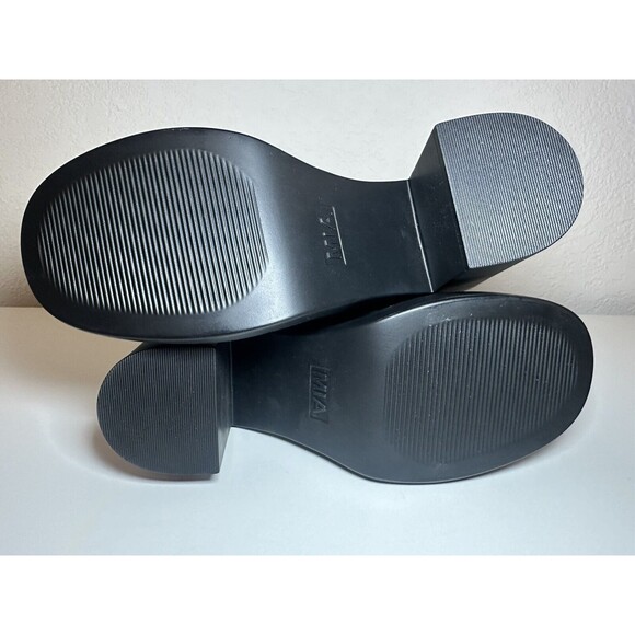 MIA McKenna Black Chunky Block Heel Platform Black Booties SIZE 7.5 Flaw *NIB* - Picture 6 of 8